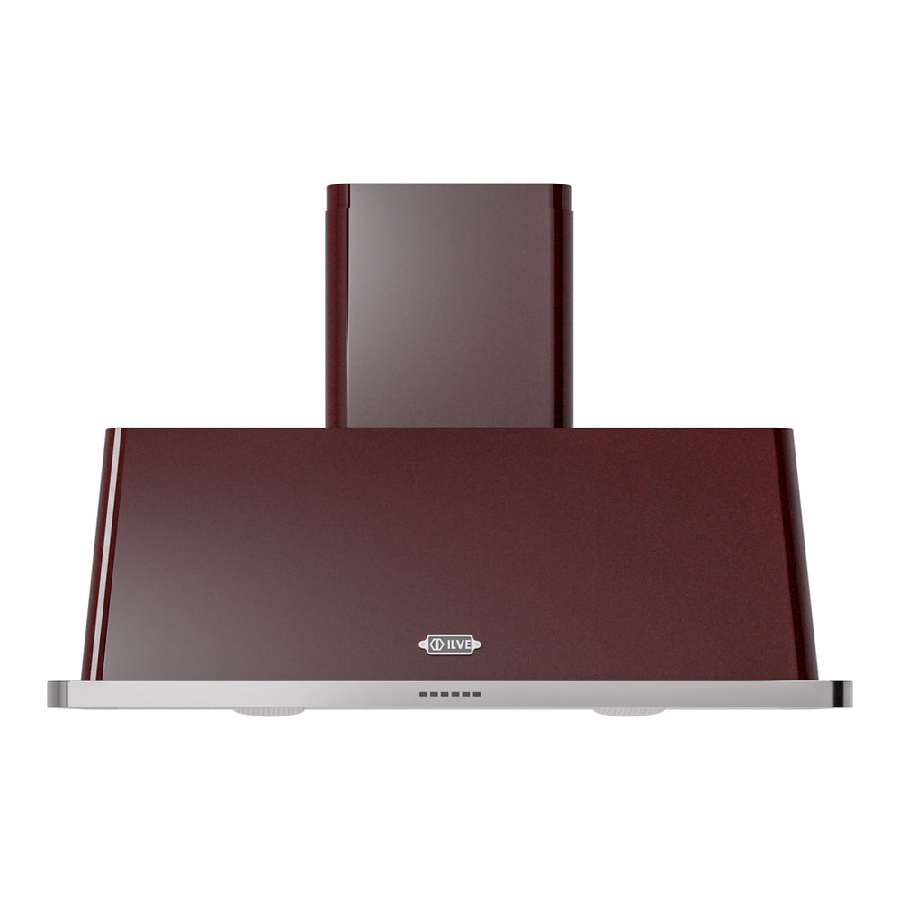 ILVE Majestic II 48 inch Wall Mount Range Hood Stainless Steel Trim Burgundy