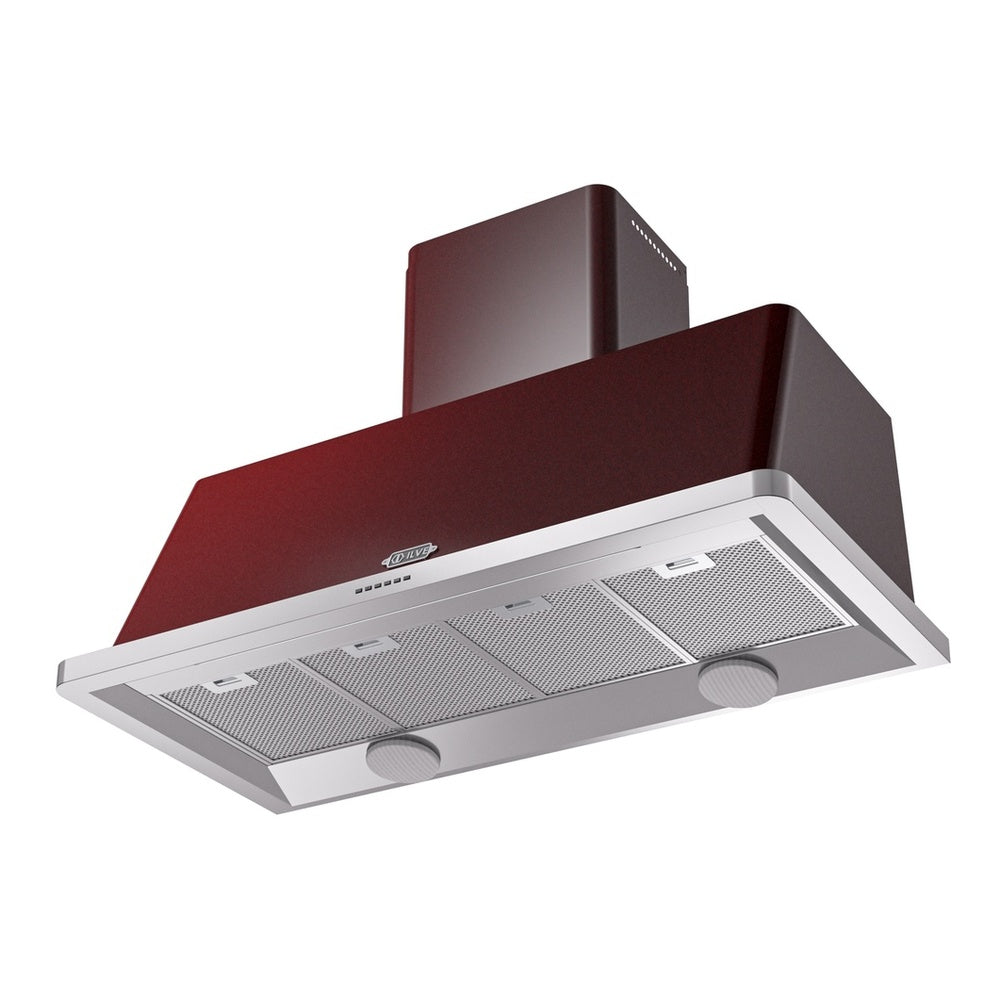 ILVE Majestic II 48 inch Wall Mount Range Hood Stainless Steel Trim Burgundy