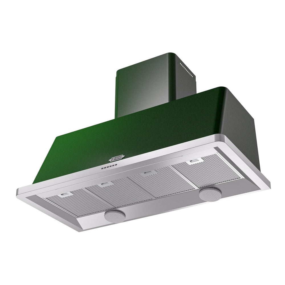 ILVE Majestic II 48 inch Wall Mount Range Hood Stainless Steel Trim Emerald Green