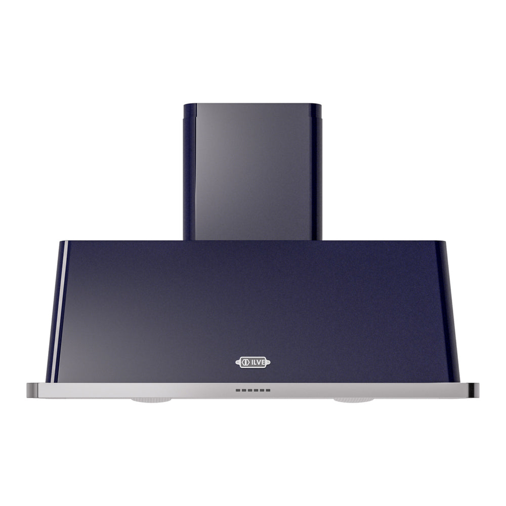 ILVE Majestic II 48 inch Wall Mount Range Hood Stainless Steel Trim Midnight Blue