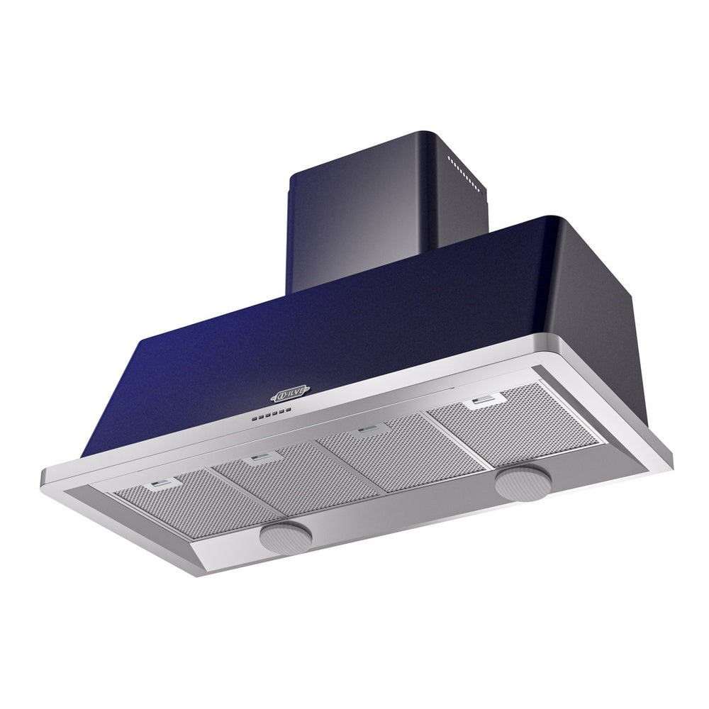 ILVE Majestic II 48 inch Wall Mount Range Hood Stainless Steel Trim Midnight Blue