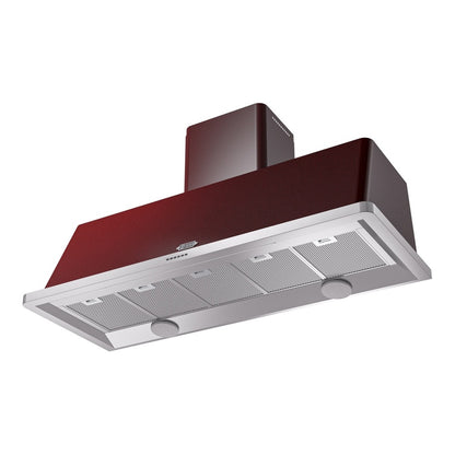 ILVE Majestic II 60 inch Wall Mount Range Hood Stainless Steel Trim Burgundy