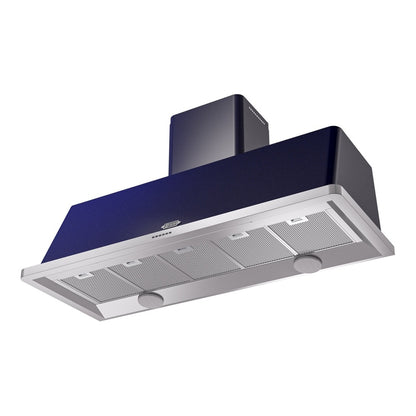 ILVE Majestic II 60 inch Wall Mount Range Hood Stainless Steel Trim Midnight Blue