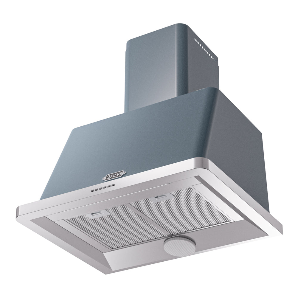 ILVE Majestic II 30 inch Wall Mount Range Hood Stainless Steel Blue Grey