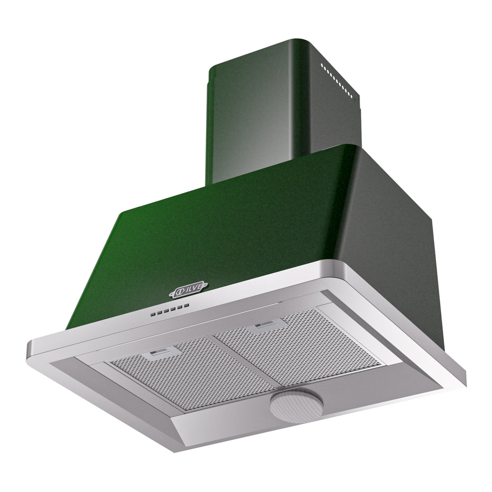 ILVE Majestic II 30 inch Wall Mount Range Hood Stainless Steel Emerald Green