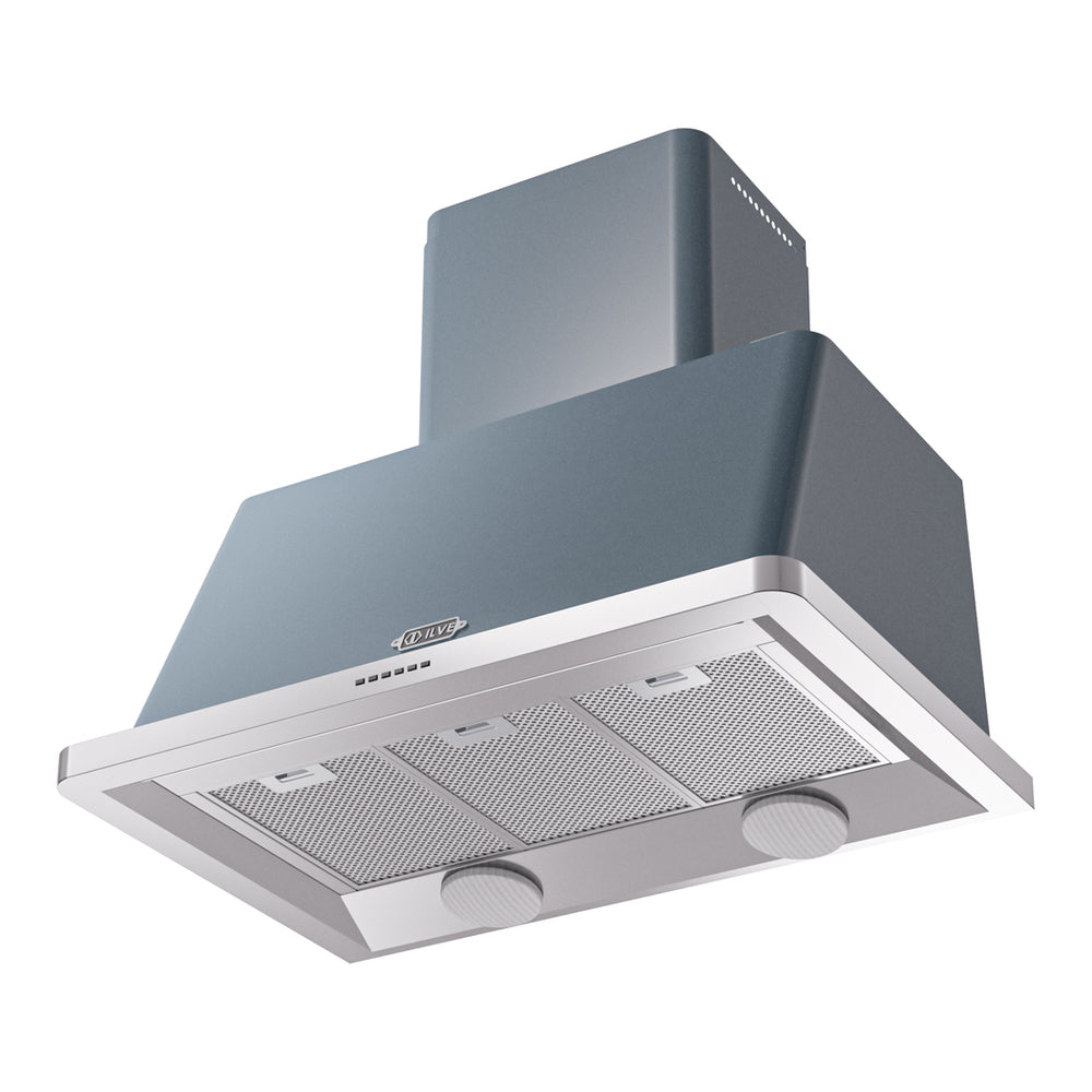 ILVE Majestic II 36 inch Wall Mount Range Hood Stainless Steel Blue Grey