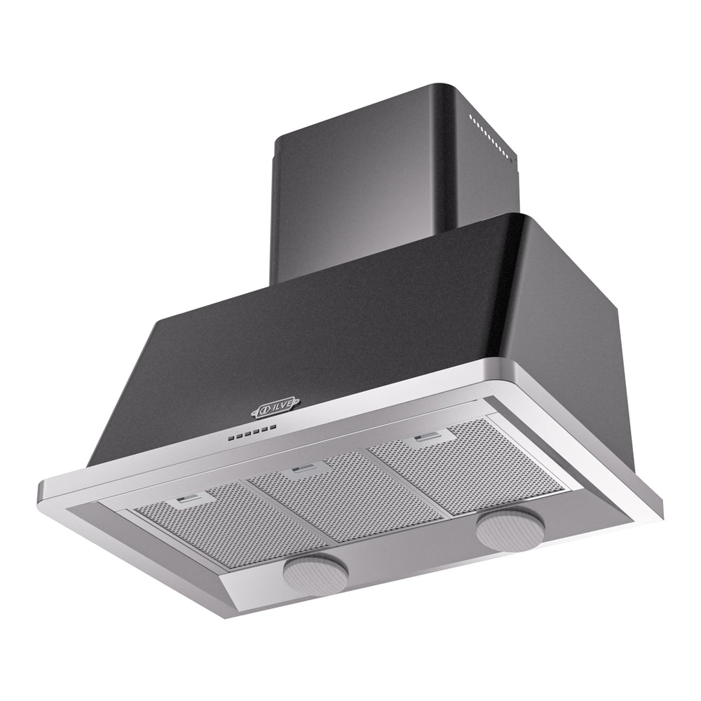 ILVE Majestic II 36 inch Wall Mount Range Hood Stainless Steel Glossy Black