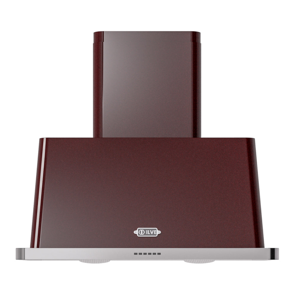 ILVE Majestic II 36 inch Wall Mount Range Hood Stainless Steel Burgundy