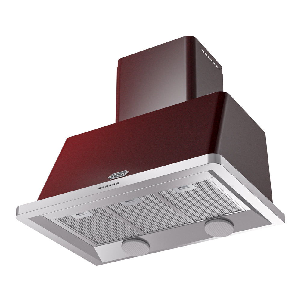 ILVE Majestic II 36 inch Wall Mount Range Hood Stainless Steel Burgundy