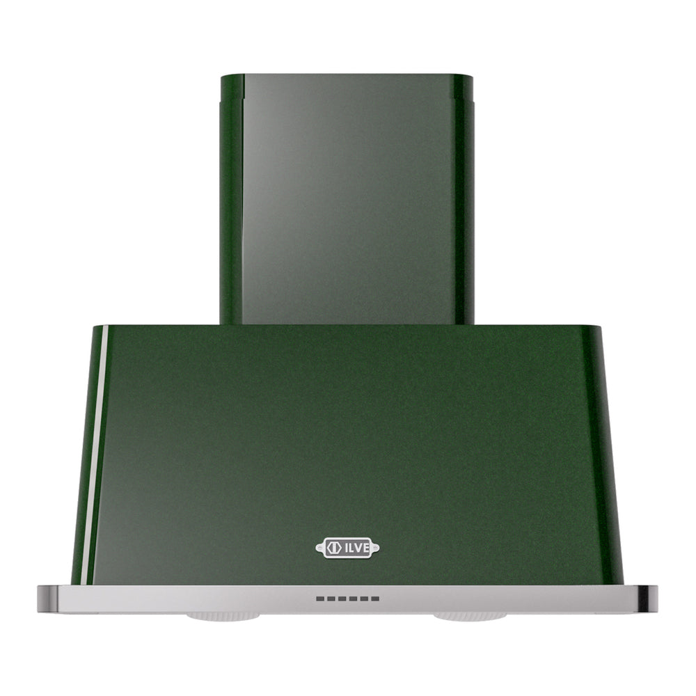 ILVE Majestic II 36 inch Wall Mount Range Hood Stainless Steel Emerald Green