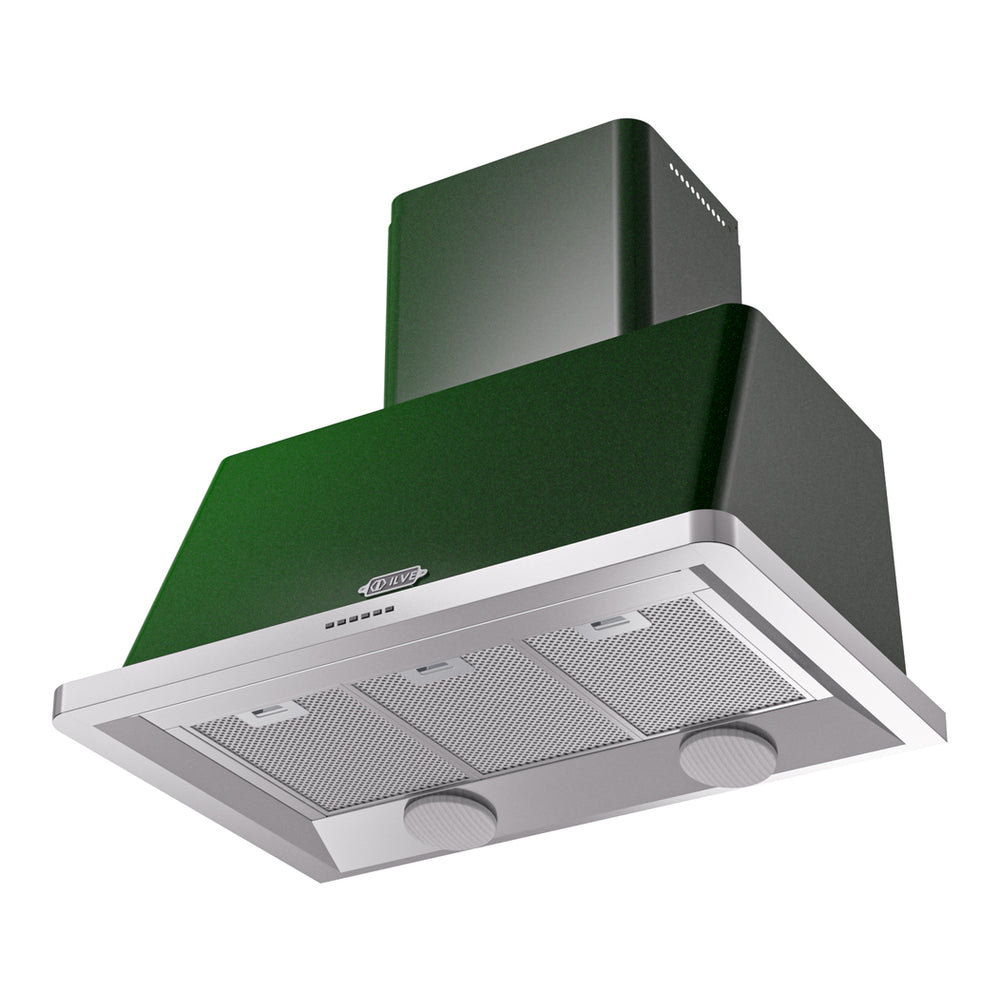 ILVE Majestic II 36 inch Wall Mount Range Hood Stainless Steel Emerald Green