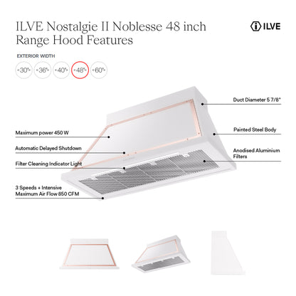 ILVE Nostalgie II Noblesse 48" RAL Range Hood with 600 CFM