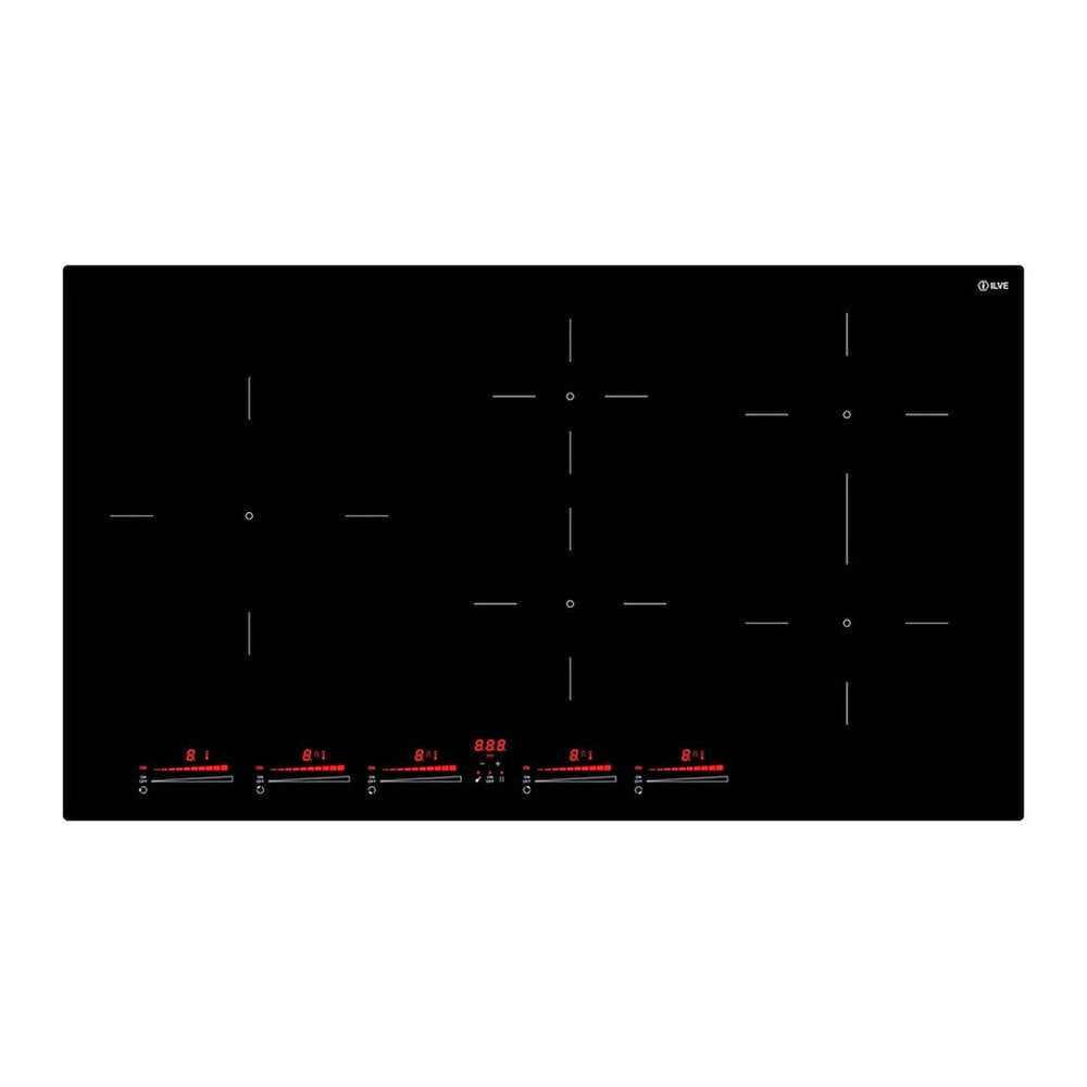 ILVE Professional Plus II 36" Glossy Black Built-In Induction Cooktop with 5 Element Zones