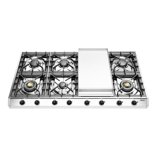 ILVE Nostalgie II 48" Stainless Steel Built-In Gas Cooktop with 8 Burners and Griddle Liquid Propane