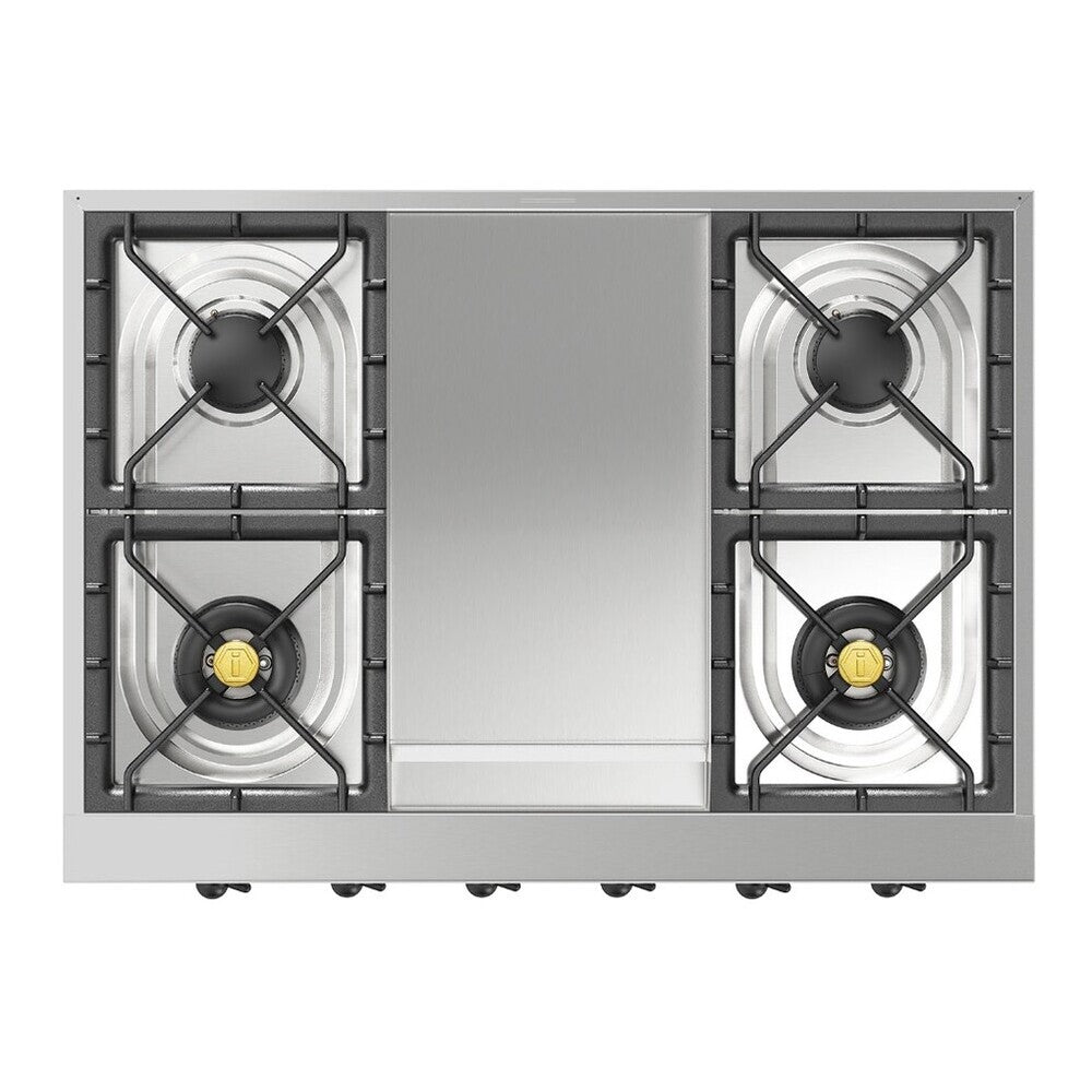 ILVE Nostalgie II 36" Stainless Steel Built-In Gas Rangetop with 6 Burners and Griddle Liquid Propane