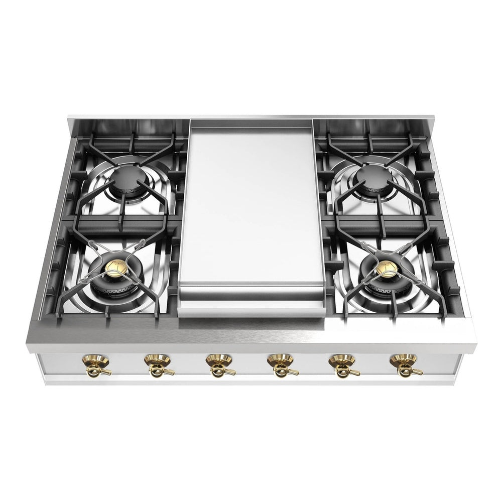 ILVE Nostalgie II 36" Stainless Steel Built-In Gas Rangetop with 6 Burners and Griddle Liquid Propane
