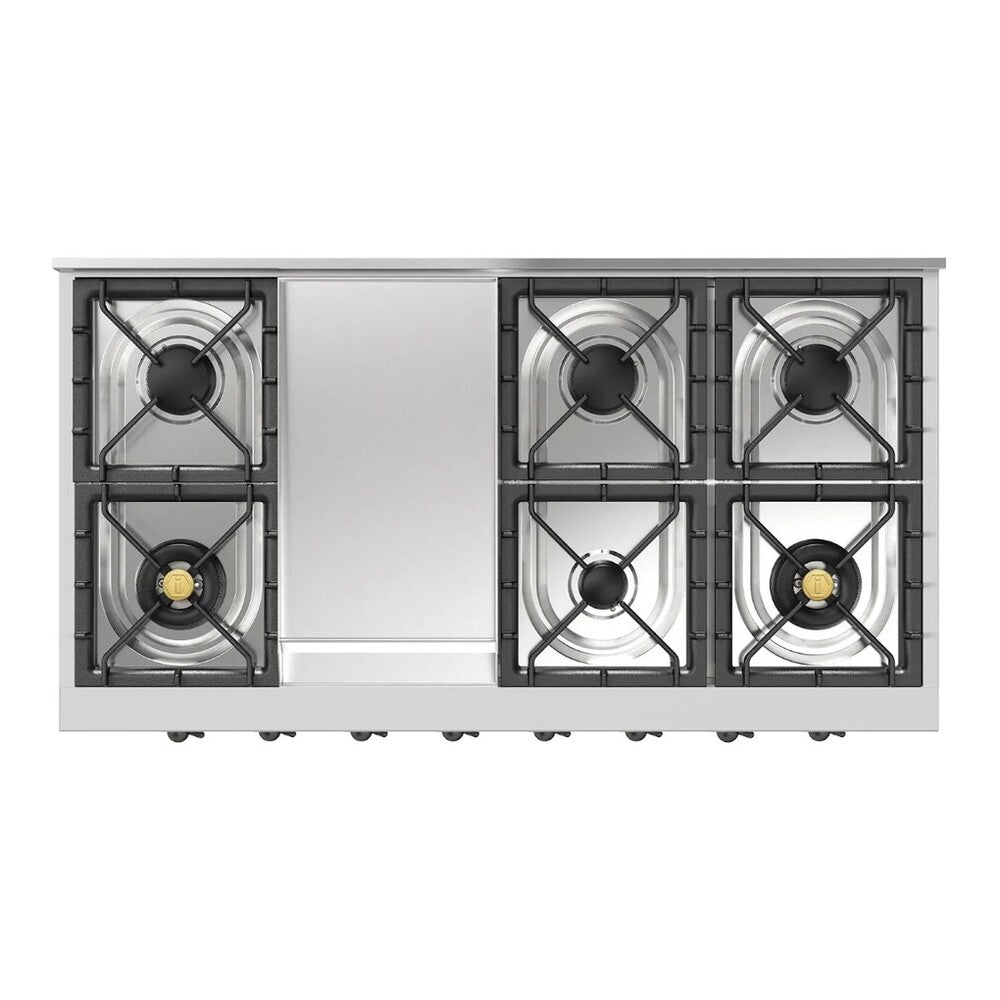 ILVE Nostalgie II 48" Stainless Steel Built-In Gas Rangetop with 8 Burners and Griddle Natural Gas