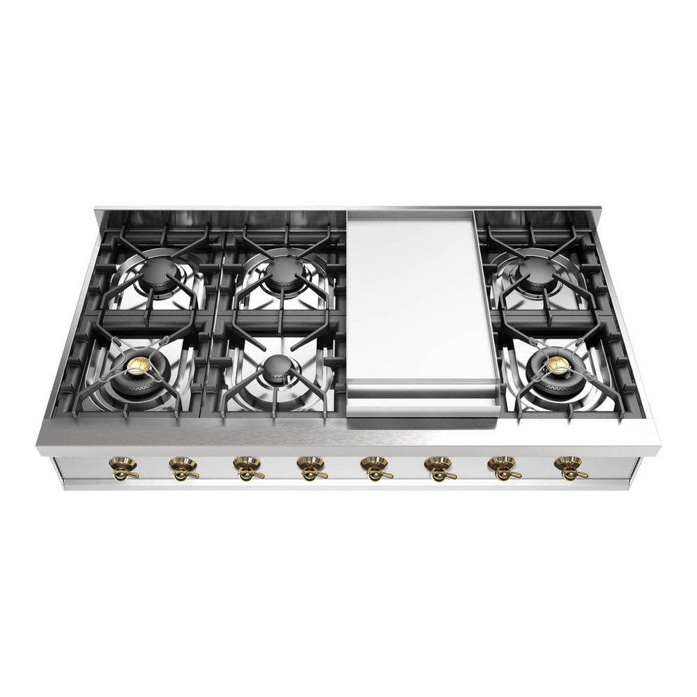 ILVE Nostalgie II 48" Stainless Steel Built-In Gas Rangetop with 8 Burners and Griddle Natural Gas
