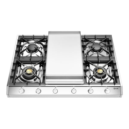 ILVE Professional Plus II 36" Stainless Steel Built-In Gas Cooktop with 4 Burners and Griddle