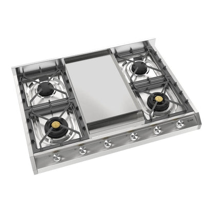 ILVE Professional Plus II 36" Stainless Steel Built-In Gas Cooktop with 4 Burners and Griddle