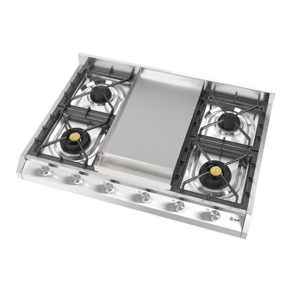 ILVE Professional Plus II 36" Stainless Steel Built-In Gas Cooktop with 4 Burners and Griddle