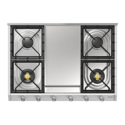 ILVE Professional Plus II 36" Stainless Steel Built-In Gas Cooktop with 4 Burners and Griddle