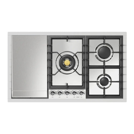 ILVE Nostalgie II 36" Stainless Steel Built-In Gas Cooktop with 5 Burners and Griddle Liquid Propane