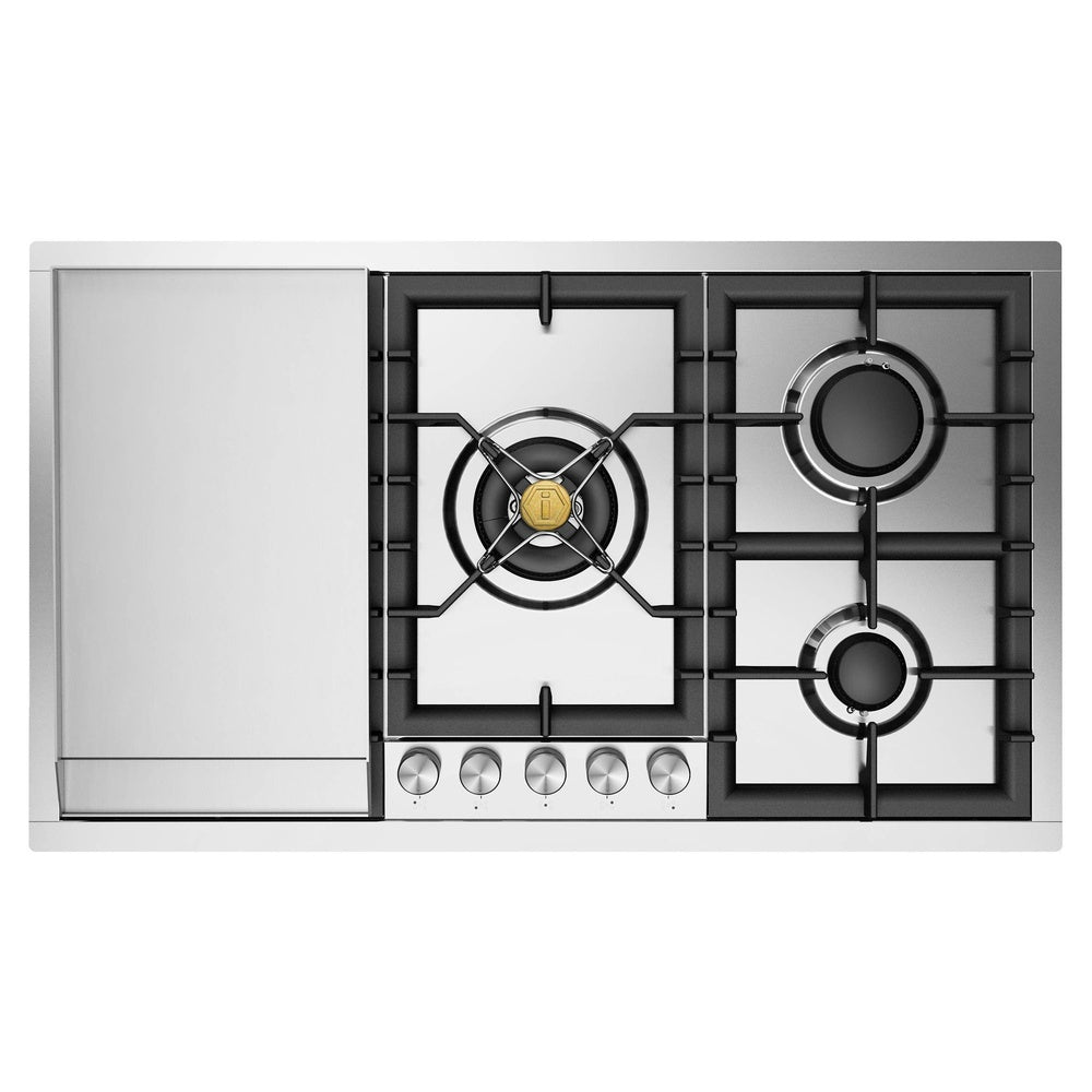 ILVE Professional Plus II 36" Stainless Steel Built-In Gas Cooktop with 5 Burners and Griddle