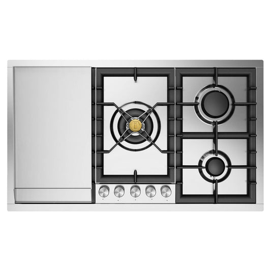ILVE Professional Plus II 36" Stainless Steel Built-In Gas Cooktop with 5 Burners and Griddle