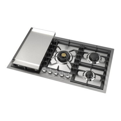 ILVE Professional Plus II 36" Stainless Steel Built-In Gas Cooktop with 5 Burners and Griddle