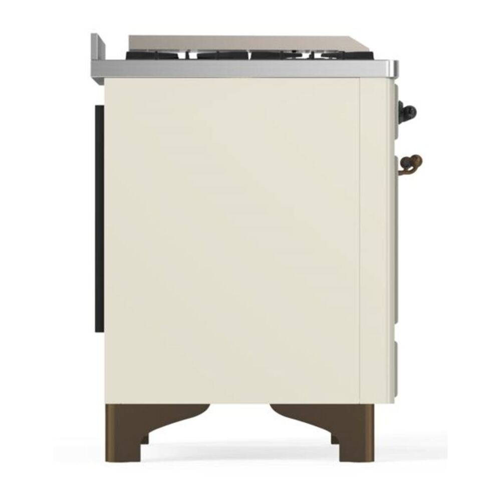 ILVE Majestic II 36 inch Triple Glass Door Natural Gas Dual Fuel Range Chrome Antique White