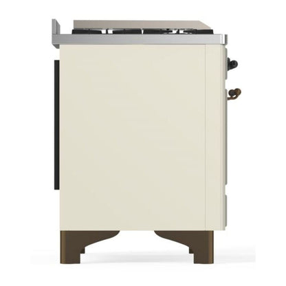 ILVE Majestic II 36 inch Triple Glass Door Natural Gas Dual Fuel Range Chrome Antique White