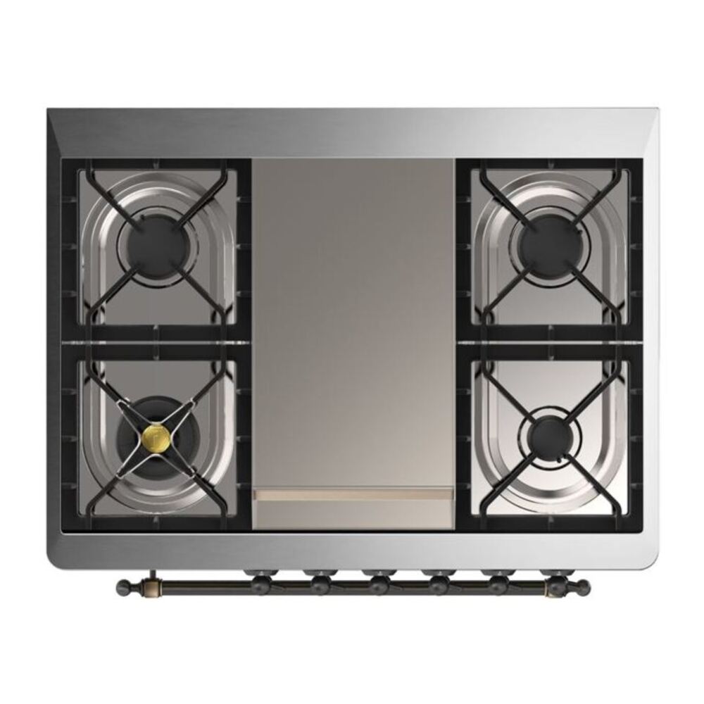 ILVE Majestic II 36 inch Triple Glass Door Natural Gas Dual Fuel Range Chrome Antique White