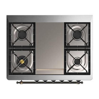 ILVE Majestic II 36 inch Triple Glass Door Natural Gas Dual Fuel Range Chrome Antique White