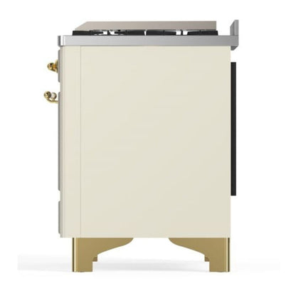 ILVE Majestic II 36" Antique White Dual Fuel Range with 6 Burners and Griddle Triple Glass Door Natural Gas