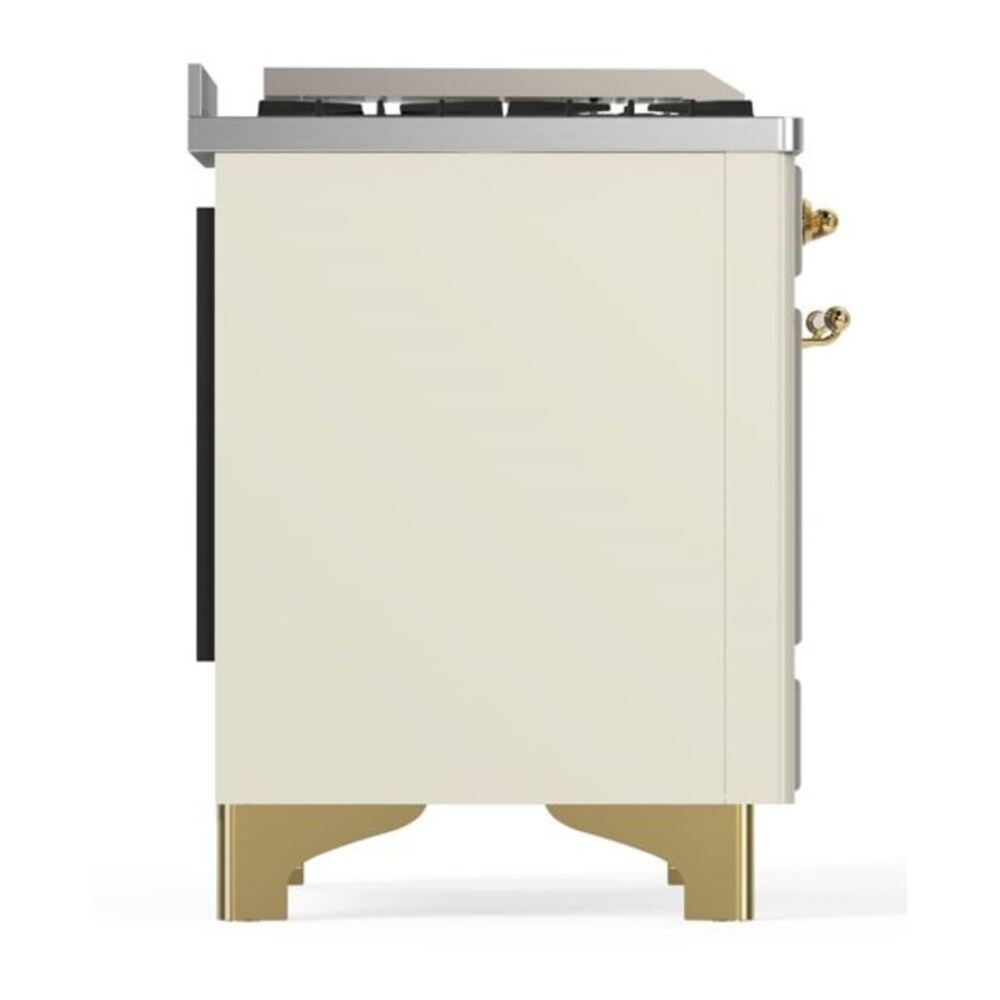 ILVE Majestic II 36 inch Triple Glass Door Natural Gas Dual Fuel Range Brass Antique White