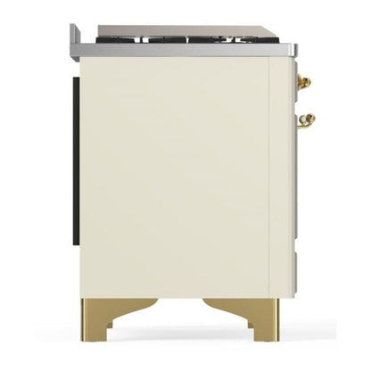 ILVE Majestic II 36 inch Triple Glass Door Natural Gas Dual Fuel Range Brass Antique White