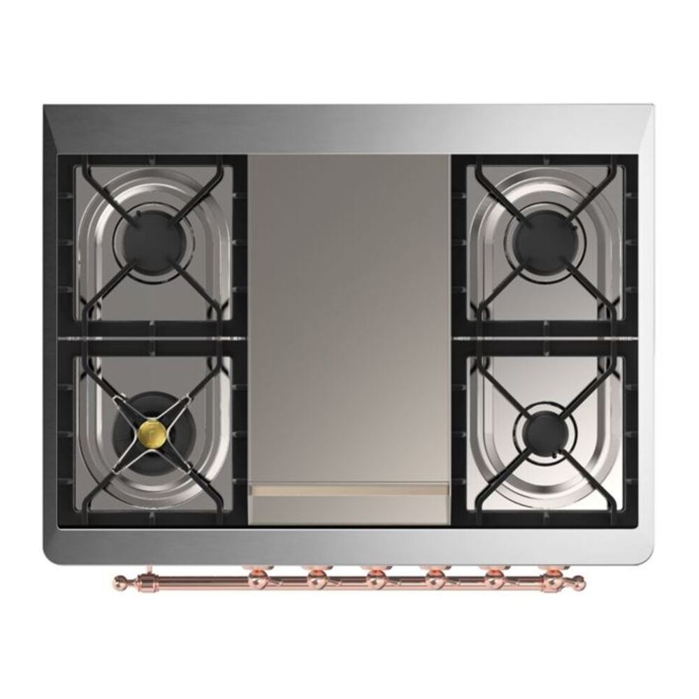 ILVE Majestic II 36 inch Triple Glass Door Natural Gas Dual Fuel Range Copper Antique White