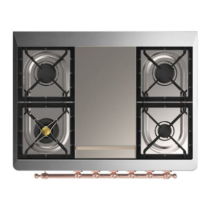 ILVE Majestic II 36 inch Triple Glass Door Natural Gas Dual Fuel Range Copper Antique White