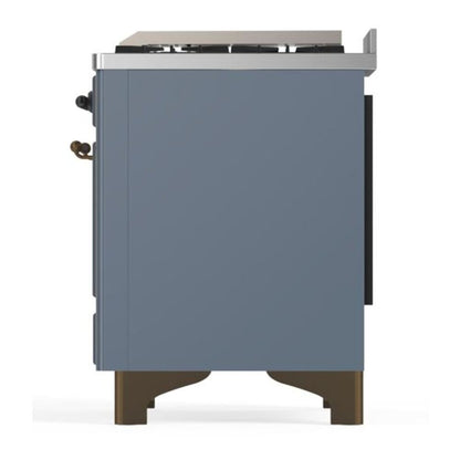 ILVE Majestic II 36" Blue Grey Dual Fuel Range with 6 Burners and Griddle Triple Glass Door Liquid Propane