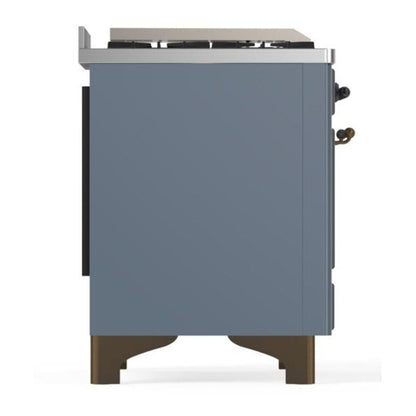 ILVE Majestic II 36" Blue Grey Dual Fuel Range with 6 Burners and Griddle Triple Glass Door Liquid Propane