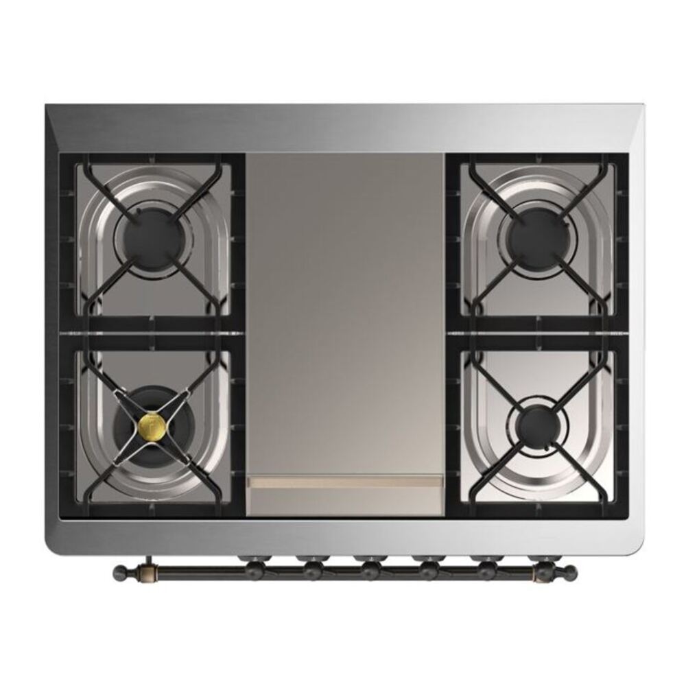 ILVE Majestic II 36" Blue Grey Dual Fuel Range with 6 Burners and Griddle Triple Glass Door Liquid Propane