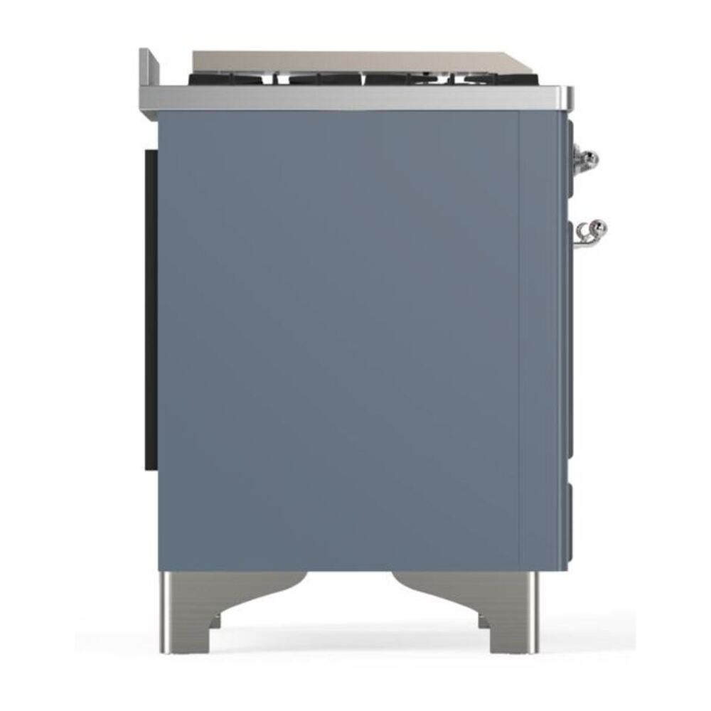 ILVE Majestic II 36 inch Triple Glass Door Natural Gas Dual Fuel Range Brass Blue Grey