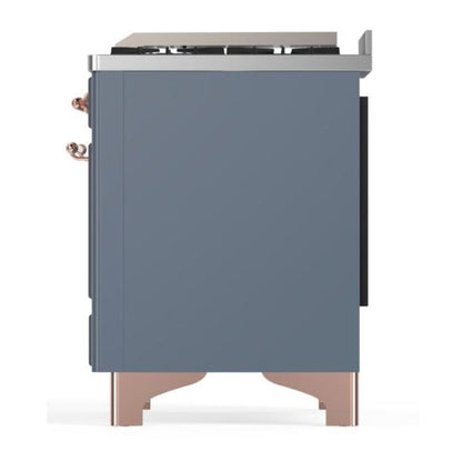 ILVE Majestic II 36 inch Triple Glass Door Natural Gas Dual Fuel Range Copper Blue Grey