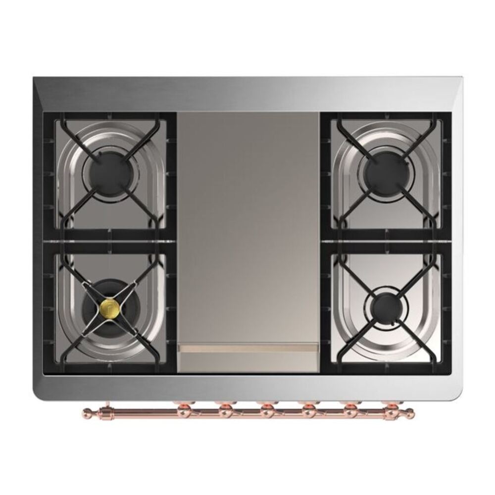 ILVE Majestic II 36 inch Triple Glass Door Natural Gas Dual Fuel Range Copper Blue Grey