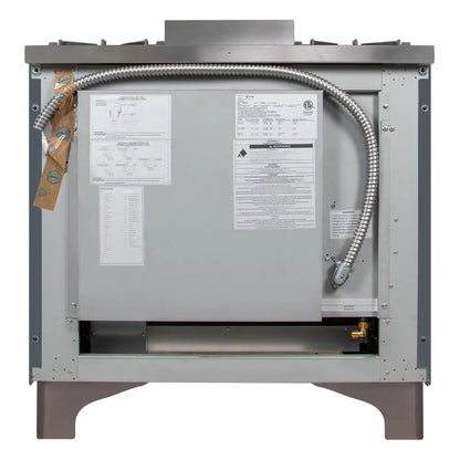 ILVE Majestic II 36 inch Triple Glass Door Natural Gas Dual Fuel Range Copper Blue Grey