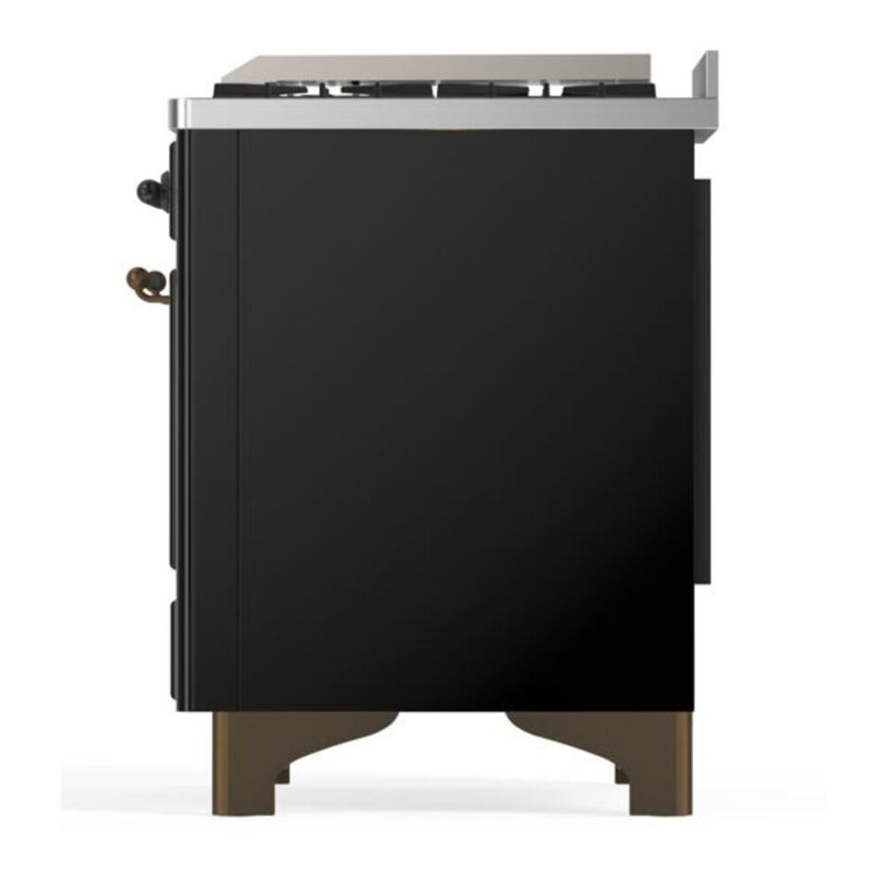 ILVE Majestic II 36" Glossy Black Dual Fuel Range with 6 Burners and Griddle Triple Glass Door Liquid Propane