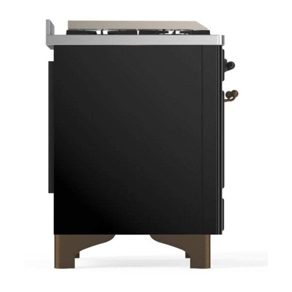 ILVE Majestic II 36" Glossy Black Dual Fuel Range with 6 Burners and Griddle Triple Glass Door Liquid Propane