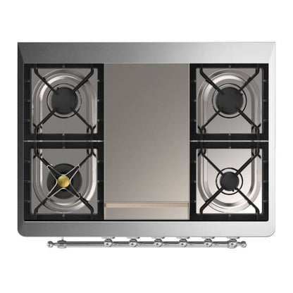 ILVE Majestic II 36 inch Triple Glass Door Natural Gas Dual Fuel Range Chrome Glossy Black