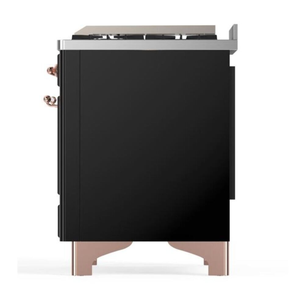 ILVE Majestic II 36 inch Triple Glass Door Natural Gas Dual Fuel Range Copper Glossy Black